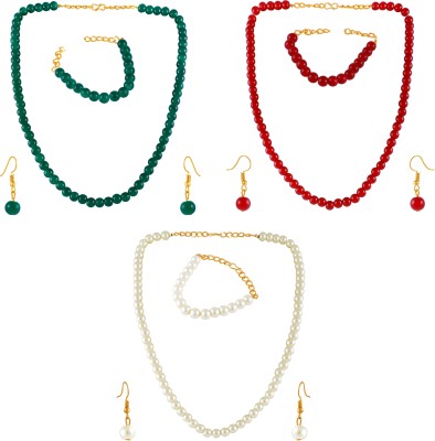 Om Jewells Alloy Gold-plated Multicolor Jewellery Set(Pack of 3)