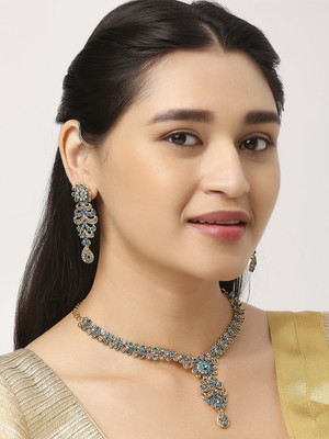 VATSALYA creation Alloy Gold-plated Turquoise, Gold Jewellery Set(Pack of 1)