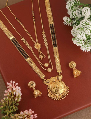 house of common Alloy Gold-plated Gold, Black Jewellery Set(Pack of 1)