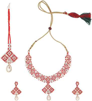 ANOUK Brass Silver Red Jewellery Set(Pack of 1)