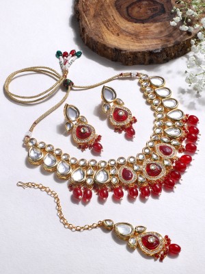 ASMITTA Jewellery Alloy Gold-plated Gold, Red Jewellery Set(Pack of 4)