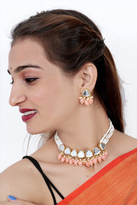RK PRODUCTS Alloy Gold-plated Pink Jewellery Set(Pack of 1)