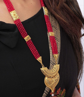 PAGICOM Alloy Gold-plated Red Jewellery Set(Pack of 1)