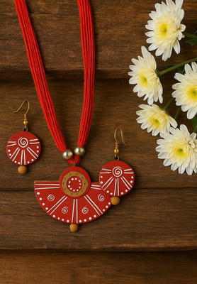 ClayNest Terracotta Red Jewellery Set(Pack of 1)