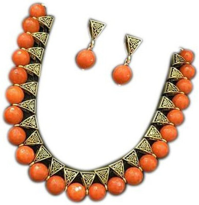 DazzleDream Oxidised Silver Gold-plated Orange, Copper Jewellery Set(Pack of 1)