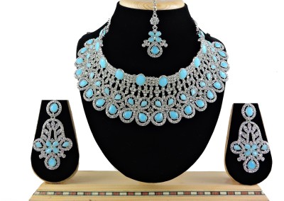 VATSALYA creation Alloy Gold-plated Blue, Silver Jewellery Set(Pack of 1)