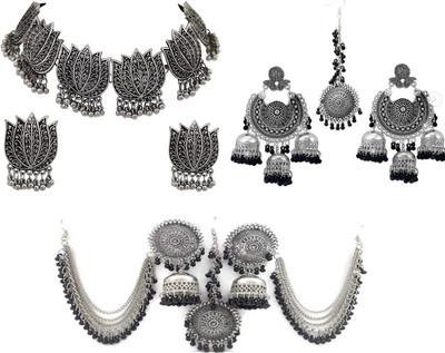 ZUKHRUF Alloy Sterling Silver Silver, Black Jewellery Set(Pack of 3)