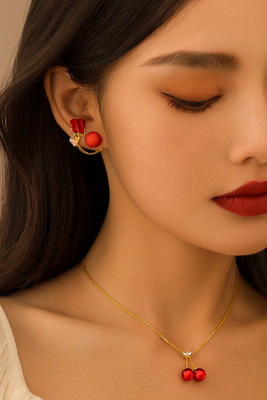 DEV VARNIKA Alloy Gold-plated Red, Gold Jewellery Set(Pack of 3)