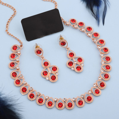 Vedda Brass Gold-plated Rose Gold, Red, White Jewellery Set(Pack of 1)