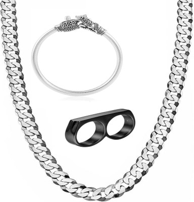 house of common Brass Rhodium Silver, Black Jewellery Set(Pack of 3)
