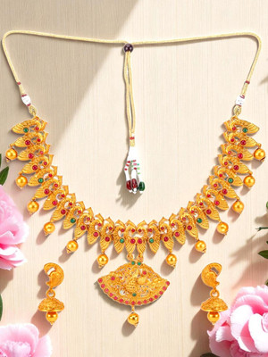 JEWELS GURU Alloy Gold-plated Gold, Green, Maroon Jewellery Set(Pack of 1)