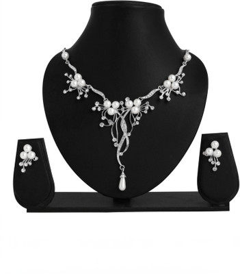 Rukma Alloy Rhodium White Jewellery Set(Pack of 1)