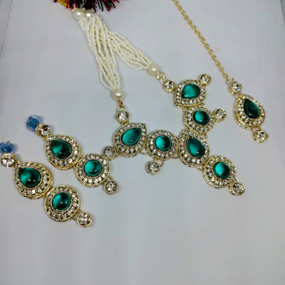 sobhanam Alloy Gold-plated Green Jewellery Set(Pack of 3)