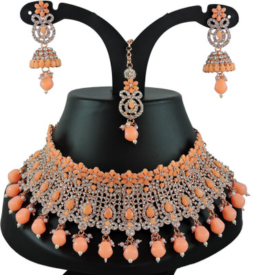 VATSALYA creation Alloy Gold-plated Beige Jewellery Set(Pack of 1)