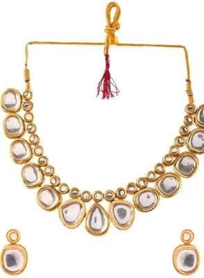 NIKYANKA Brass Gold-plated Gold, White Jewellery Set(Pack of 1)