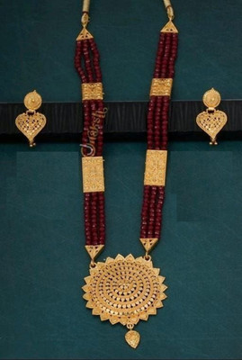 harikrushna enterprise Brass, Copper Gold-plated Maroon, Gold Jewellery Set(Pack of 1)