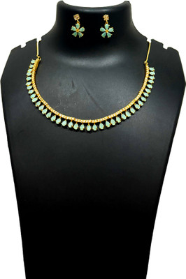 Paaru Alloy Gold-plated Green Jewellery Set(Pack of 1)