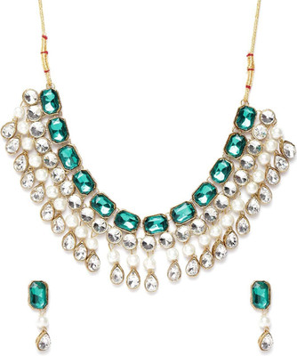 CATALYST Crystal Gold-plated Green Jewellery Set(Pack of 1)