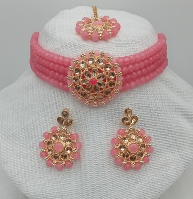 RANUJA PRODUCT Alloy Gold-plated Pink Jewellery Set(Pack of 1)