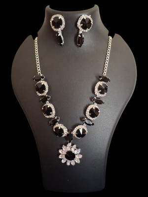 Krishna Creation Alloy Silver Black Jewellery Set(Pack of 1)