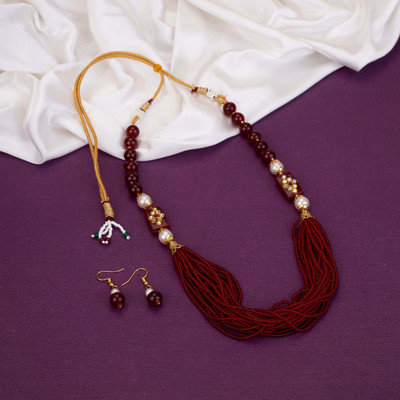 Opal Touch Brass Gold-plated Red Jewellery Set(Pack of 2)