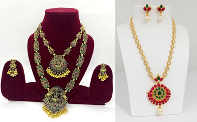 RIJADA JEWELLERY STUDIO Alloy Gold-plated Multicolor Jewellery Set(Pack of 2)