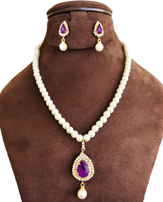 kashvi pearls and jewellers Mother of Pearl Gold-plated Multicolor Jewellery Set(Pack of 2)