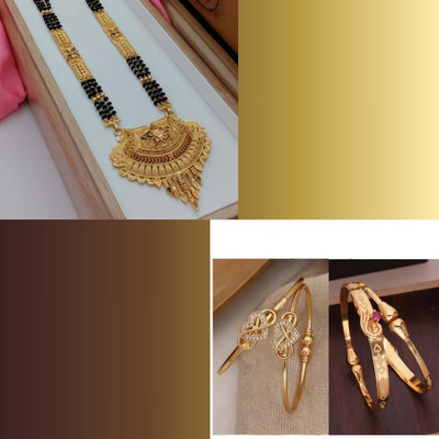 Parisal Brass Gold-plated Multicolor, Green, Blue, White Jewellery Set(Pack of 3)