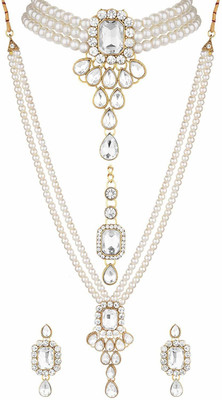 Nivaan Alloy Gold-plated White Jewellery Set(Pack of 1)