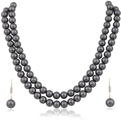 Zooni Collections Mother of Pearl Grey Jewellery Set(Pack of 1)