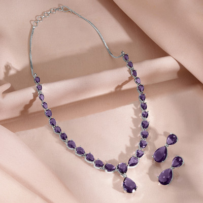 RUBANS Brass Rhodium Silver Jewellery Set(Pack of 2)