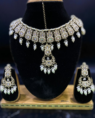 SHIV SHAKTI JEWELLERS Alloy Gold-plated White Jewellery Set(Pack of 3)