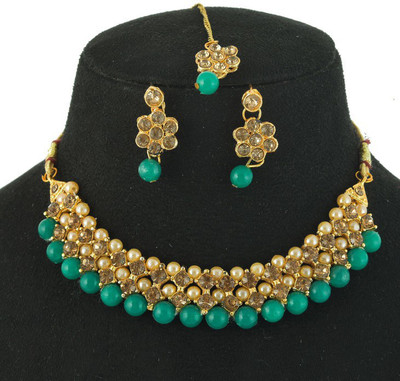 GEODE DELIGHT Alloy Gold-plated Green Jewellery Set(Pack of 1)