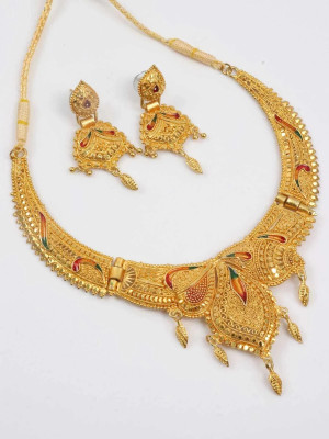 ZMS Brass Gold-plated Gold Jewellery Set(Pack of 1)