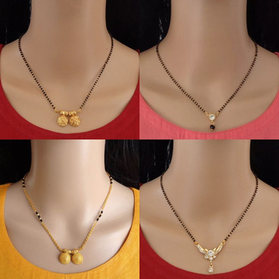 Dency Stylish Alloy Gold Plated Mangalsutra Tanmaniya For Women Alloy Mangalsutra
