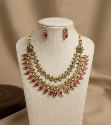 AMAA JEWELS Alloy Gold-plated Gold, Red, Green Jewellery Set(Pack of 3)