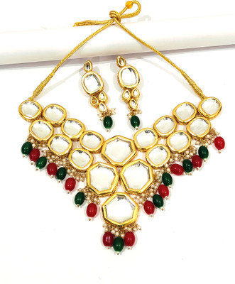 Shaili Craft Alloy Gold-plated Green, Red Jewellery Set(Pack of 1)
