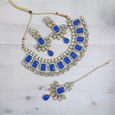 catalyst venture Alloy Gold-plated Gold, Blue, White Jewellery Set(Pack of 1)