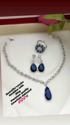 DENICRAAS Alloy Silver Blue Jewellery Set(Pack of 1)