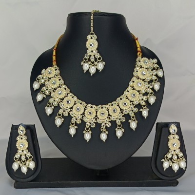 Kavya Creation Alloy Gold-plated White Jewellery Set(Pack of 1)