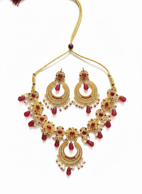 Macway Jewels Alloy Gold-plated Pink Jewellery Set(Pack of 1)