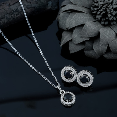 Temora Alloy Sterling Silver Black Jewellery Set(Pack of 3)