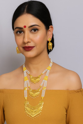 SMARNN Metal, Mother of Pearl Gold-plated Gold, White Jewellery Set(Pack of 1)