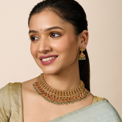 Kushal's Fashion Jewellery Copper Gold-plated Multicolor Jewellery Set(Pack of 3)