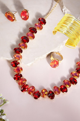 MANSIYAORANGE Alloy Gold-plated Multicolor Jewellery Set(Pack of 4)