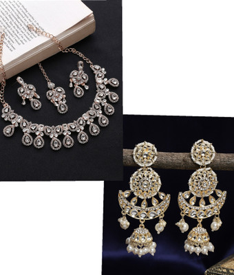 VATSALYA creation Alloy Gold-plated Rose Gold, White Jewellery Set(Pack of 2)