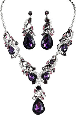 Gehney joy of jewels Alloy Silver Purple Jewellery Set(Pack of 1)