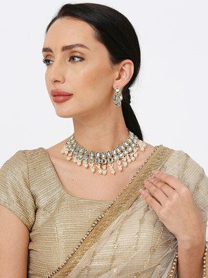 mahi Alloy Gold-plated Gold, White Jewellery Set(Pack of 1)