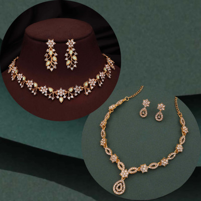 Vedda Brass Gold-plated Gold, White, Green Jewellery Set(Pack of 1)