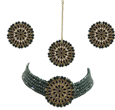 Nifty Crystal Gold-plated Green Jewellery Set(Pack of 4)